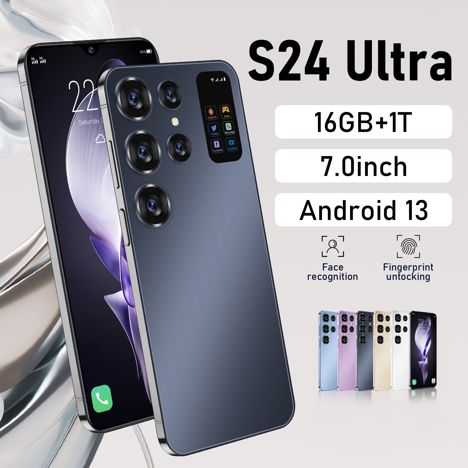 Custom Original s24 ultra Smartphones 16+1TB Android 8.1 Dual SIM Gesichts ID Smartphone Quick Charge unlock mobile phones